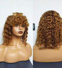 Water Wave Human Hair Wigs With Bangs